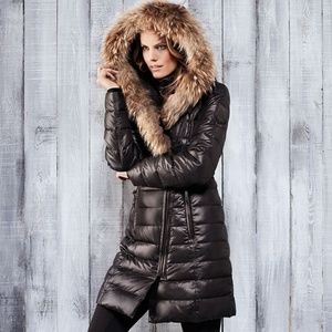 RUDSAK ATELIER NOIR Womens Black Puffer w Fur Trim